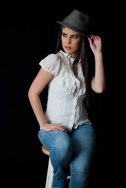 Beautiful woman posing - hands on neck