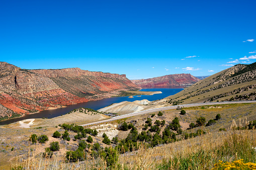 View from Sheep Creek overlook of Flaming Gorge Reservoir.