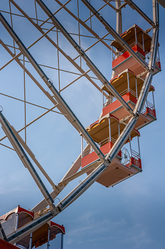 Shown off-season, the Ferris Wheel at at Morey's Piers amusement park in Wildwood, New Jersey undergoes maintenance days before the park opens.