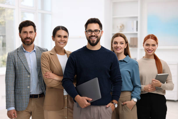 istock Portrait of happy employees in office. Team work 1824909987