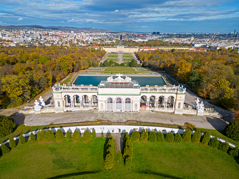 Aerial view ofGloriette pavilion and Schonbrunn Palace in background, Vienna