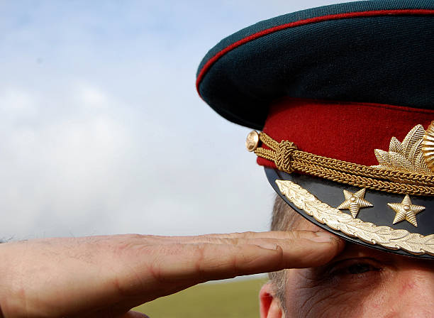 Saluting Soldier. stock photo