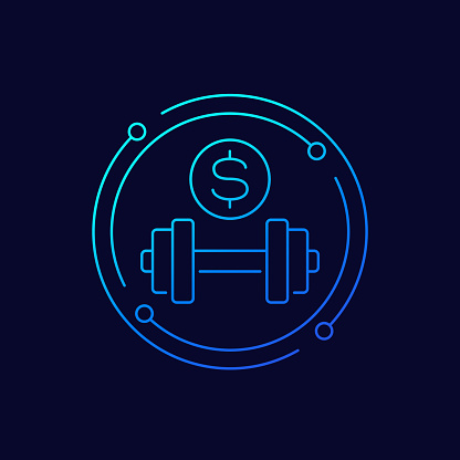 paid workout, training line icon, vector