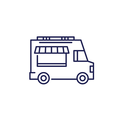 food truck line icon on white