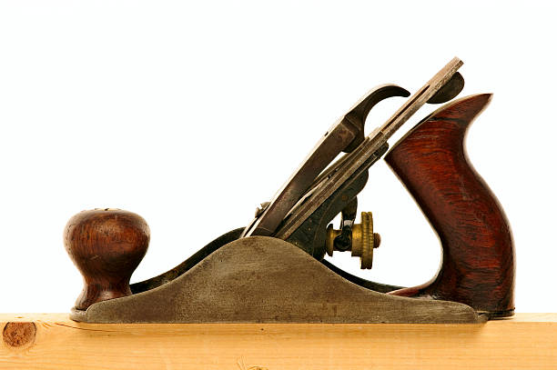 istock Woodworking Plane on Pine Board.  Isolated with Clipping Path 182492284
