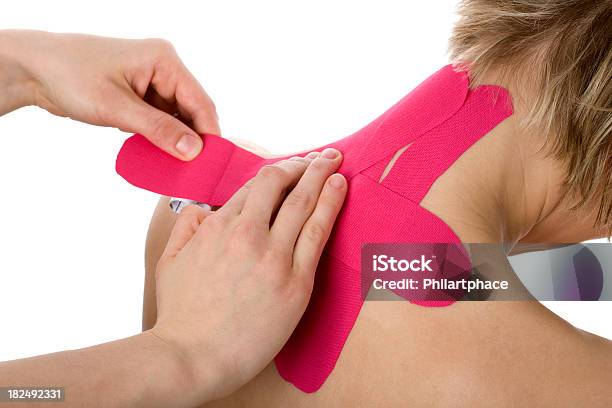 Therapeutic Treatment Of The Neck Stock Photo - Download Image Now - Adhesive Tape, Adult, Adults Only