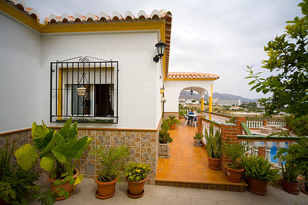 istock Holiday vacation villa terrace with pool - Spain 182492717