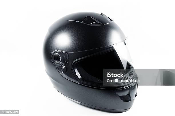 Schwarze Motorradhelm Stockfoto und mehr Bilder von Helm - Helm, Motorrad, Freisteller – Neutraler Hintergrund