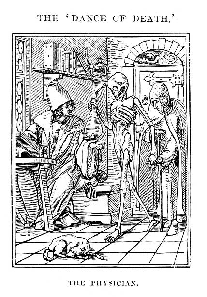 the physician - dance of death - ölüm illüstrasyonlar stock illustrations