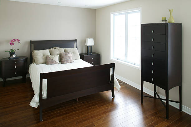 istock Modern bedroom with brown furniture 182493533