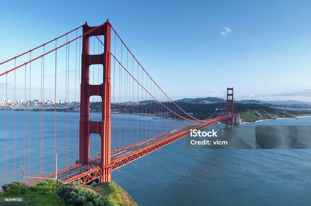 Vista panorámica del puente Golden Gate - Foto de stock de Aire libre libre de derechos