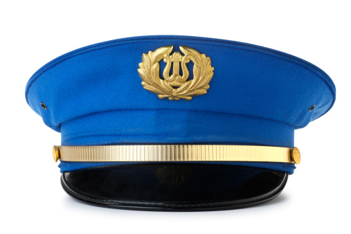 A hat worn by a marching band member.Clipping path included.