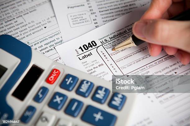 Financial Irs Tax Forms Stock Photo - Download Image Now - 1040 Tax Form, Annual Event, Balance