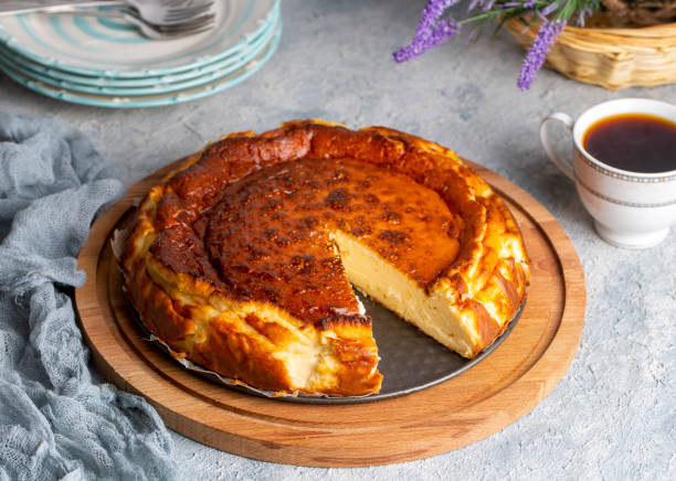 istock Basque burnt cheesecake homemade style, San Sebastian cake 1824947550
