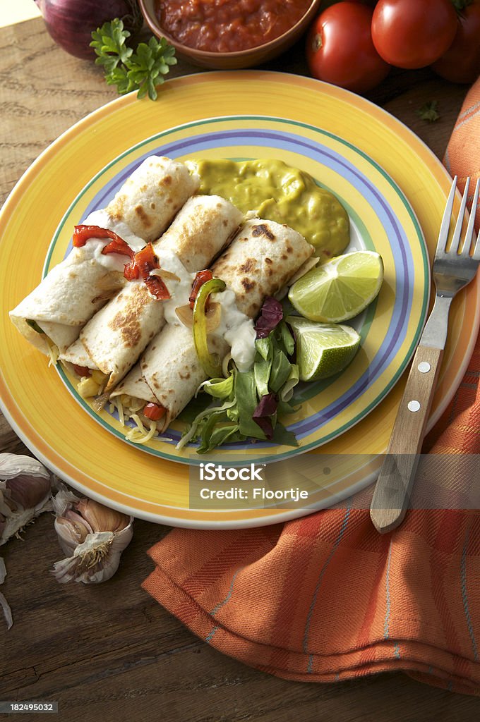 TexMex imágenes fijas: Burrito vegetarianas - Foto de stock de Alimento libre de derechos