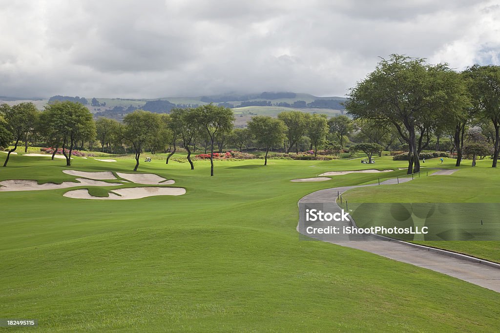 Golf Landscape Golf Resort Landscape in Tropical Maui Hawaii Cloud - Sky Stock Photo