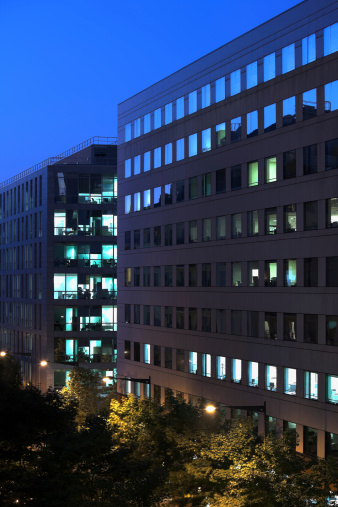 illuminated offices at nightClick here to view more related images: