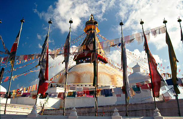 Nepal, Stupa Bodnath in Kathmandu valley. stock photo