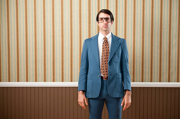 istock Nerdy Businessman In Retro Suit 182495799