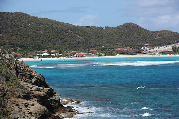 istock Saint Barthelemy (St. Barts) coastline with airport and beach 182495998