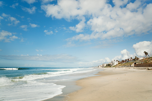 The beach of the resort town of Carlsbad, California near San Diego.