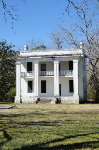 Abandoned antebellum mansion on plantation