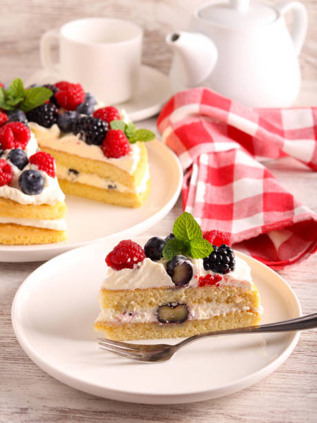 istock Cream and mixed berry sandwich cake 1824976784