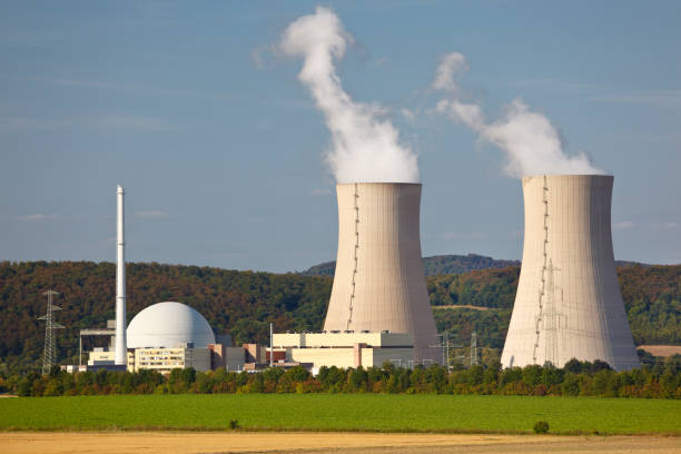 istock Nuclear Power Station In Green Landscape 182497801