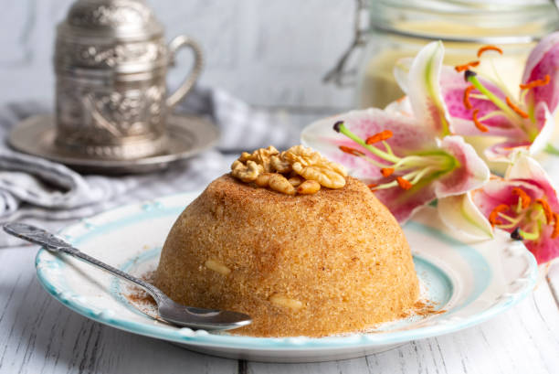 istock Traditional Turkish semolina sweet desert halva (Turkish name; irmik helvasi) 1824981697