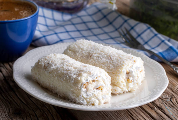 Traditional Turkish desserts; palace wrap with coconut (Turkish name; Saray wrap or Saray sarmasi)