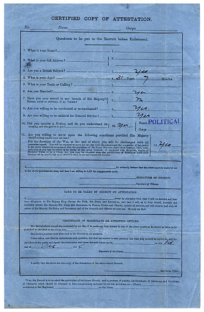 istock Certified Copy of Attestation World War One (1915) 182498870