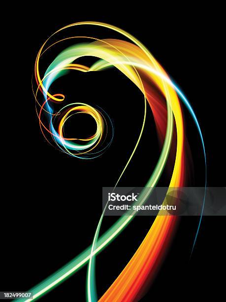 Colorful Spiral Waves In Front Of A Black Background Stock Photo - Download Image Now
