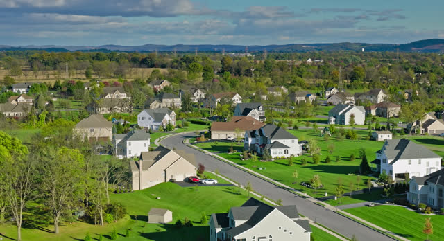 Ascending Drone Shot of Suburban Homes in Pennsylvania