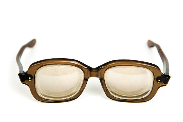 Horn rimmed glasses on white background