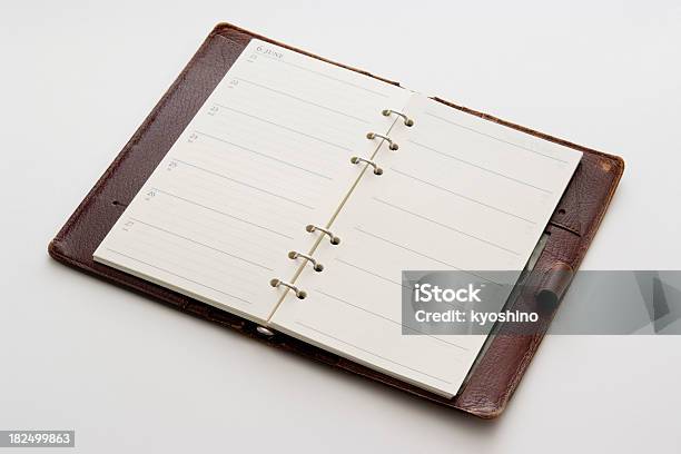 孤立した空のショット手帳背景に白色 - 手帳のストックフォトや画像を多数ご用意 - 手帳, 開いている, 革