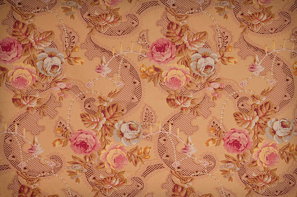 istock Hillsborough Lace Golden Medium Antique Floral Fabric 182500029