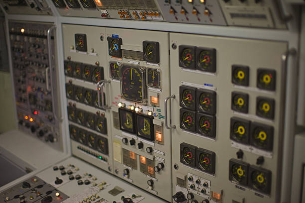 Submarine controlpanel stock photo