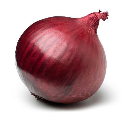 Red onion on white. This file includes