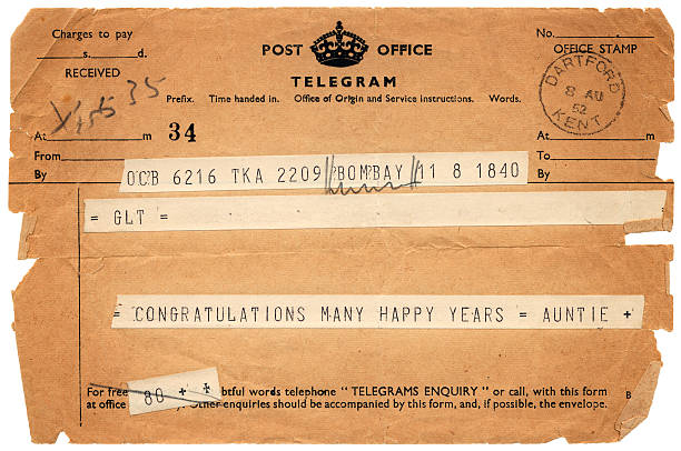 istock British congratulations telegram from 'Auntie' dated 1952 182501365