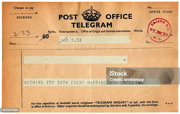 Boa Vontade Telegrama De 1935 - Fotografias de stock e mais imagens de 1935 - 1935, Fotografia - Imagem, Telegrama