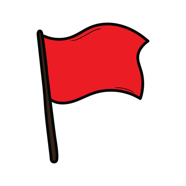 illustrazioni stock, clip art, cartoni animati e icone di tendenza di uno scarabocchio disegnato a mano di una bandiera rossa su sfondo bianco. - golf flag golf flag pennant