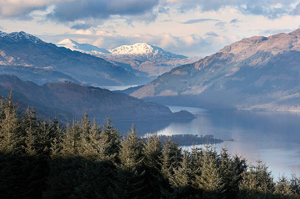 An evening view north up Loch Lomond from Beinn Dubh.