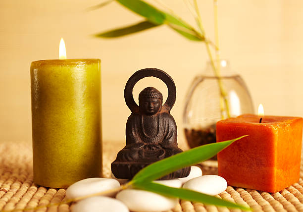 istock Spa still life buddha statue and candles 182503359