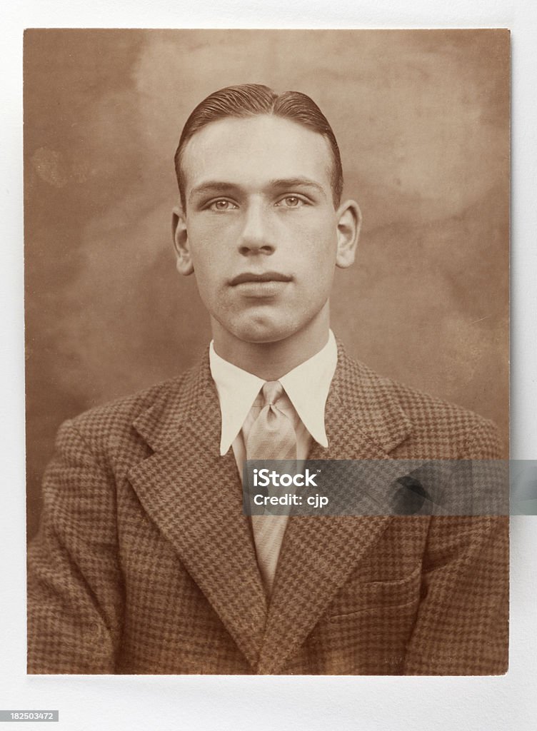 Vintage década de 1930 Retrato de hombre con chaqueta Tweed - Foto de stock de 1930-1939 libre de derechos