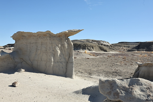 Land formations caused by wind and water erosion in the Bisti Wilderness