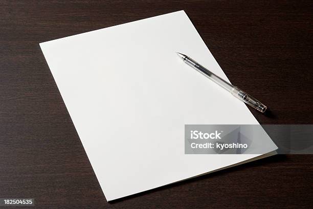 Blank Document With Pen On Wooden Desk Stock Photo - Download Image Now - Desk, Paper, Pen