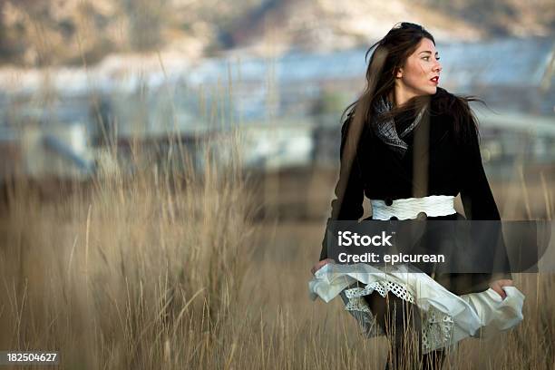 Bella Donna In Esecuzione Attraverso Un Campo Di Erba Alta - Fotografie stock e altre immagini di Ambientazione esterna