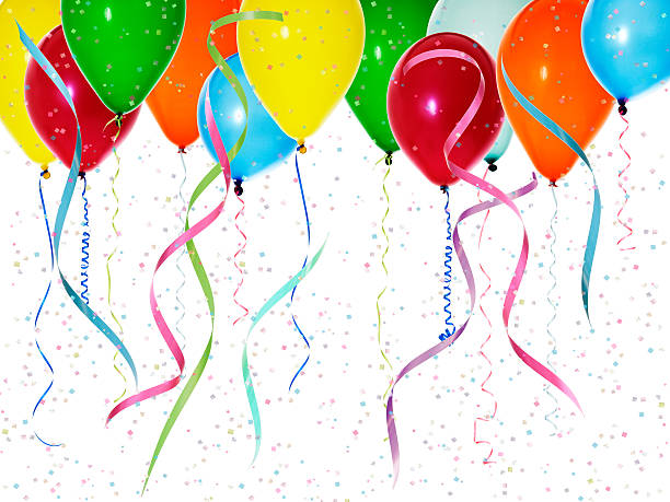 Colorful Balloons with Confetti stock photo