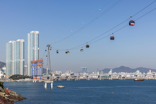 songdo bay station cable car in busan city, world expo 2030, in south korea.