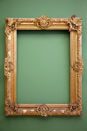 XXXL - golden frame with wonderful ornaments against green background - camera canon 5D mark II - unsharped RAW - adobe colorspace